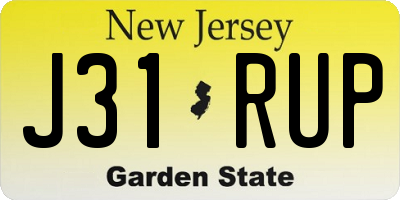 NJ license plate J31RUP