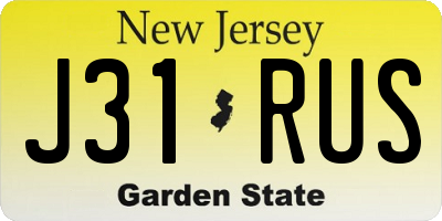 NJ license plate J31RUS