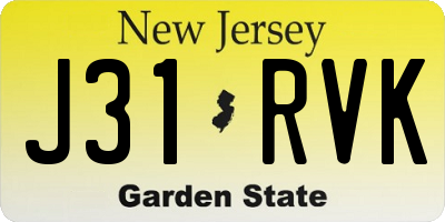 NJ license plate J31RVK