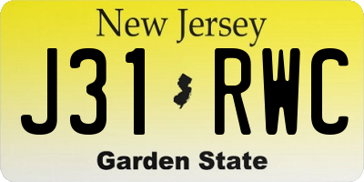 NJ license plate J31RWC