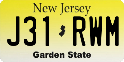 NJ license plate J31RWM