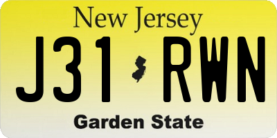 NJ license plate J31RWN
