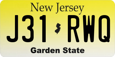 NJ license plate J31RWQ