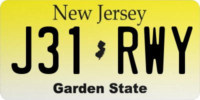 NJ license plate J31RWY
