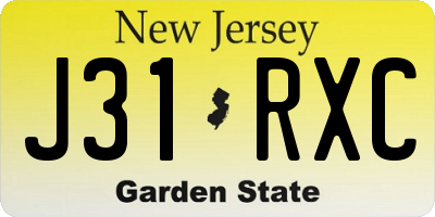 NJ license plate J31RXC