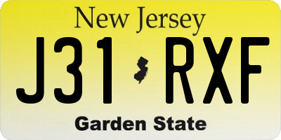 NJ license plate J31RXF