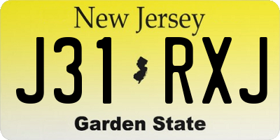 NJ license plate J31RXJ