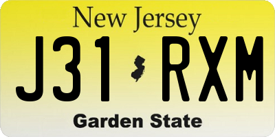 NJ license plate J31RXM