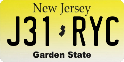 NJ license plate J31RYC