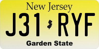 NJ license plate J31RYF