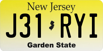 NJ license plate J31RYI