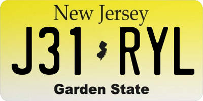 NJ license plate J31RYL