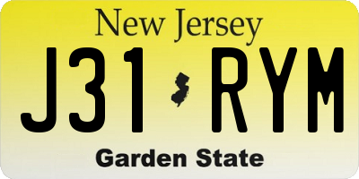 NJ license plate J31RYM