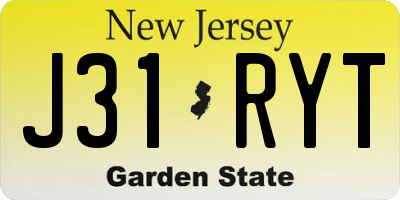 NJ license plate J31RYT