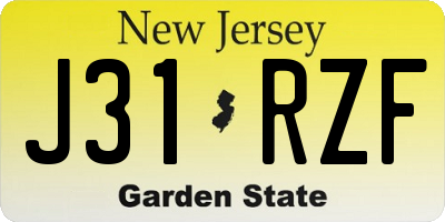 NJ license plate J31RZF