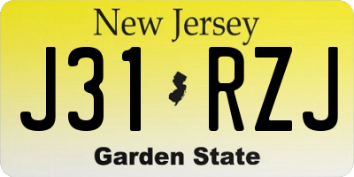 NJ license plate J31RZJ