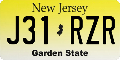NJ license plate J31RZR