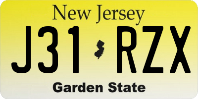 NJ license plate J31RZX