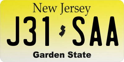 NJ license plate J31SAA