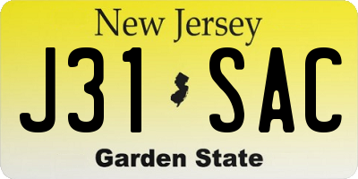 NJ license plate J31SAC