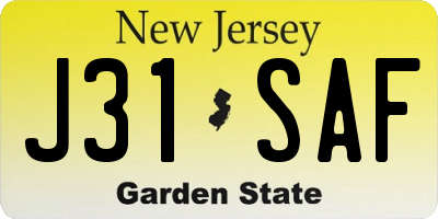 NJ license plate J31SAF