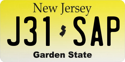 NJ license plate J31SAP