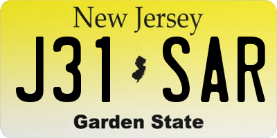 NJ license plate J31SAR