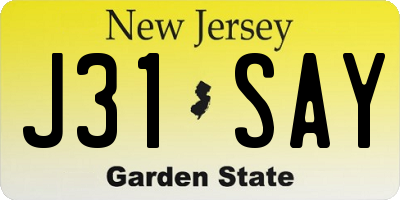 NJ license plate J31SAY