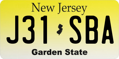 NJ license plate J31SBA