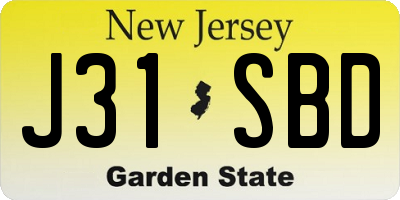 NJ license plate J31SBD