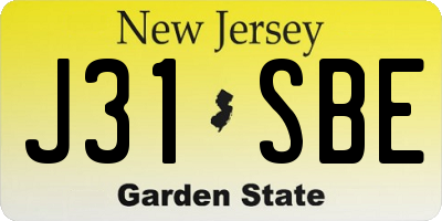 NJ license plate J31SBE