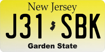 NJ license plate J31SBK