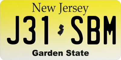 NJ license plate J31SBM