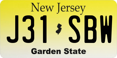 NJ license plate J31SBW