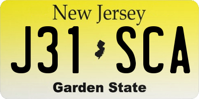 NJ license plate J31SCA