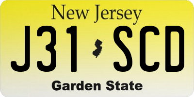 NJ license plate J31SCD