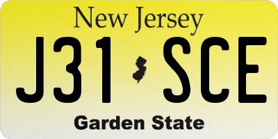 NJ license plate J31SCE