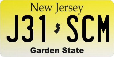 NJ license plate J31SCM