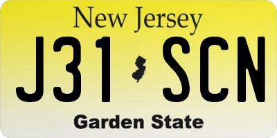 NJ license plate J31SCN