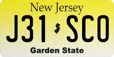 NJ license plate J31SCO