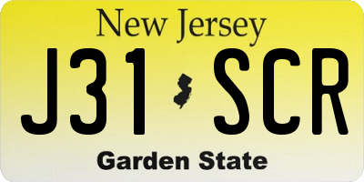 NJ license plate J31SCR