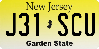 NJ license plate J31SCU