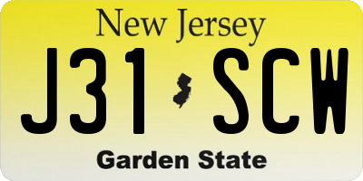 NJ license plate J31SCW