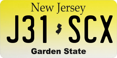 NJ license plate J31SCX