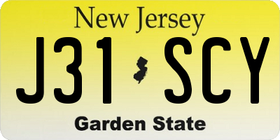 NJ license plate J31SCY
