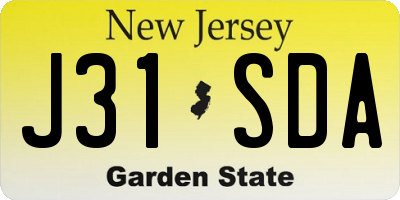 NJ license plate J31SDA