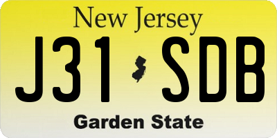 NJ license plate J31SDB