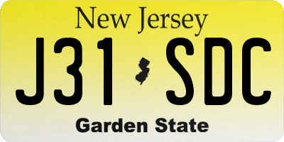 NJ license plate J31SDC