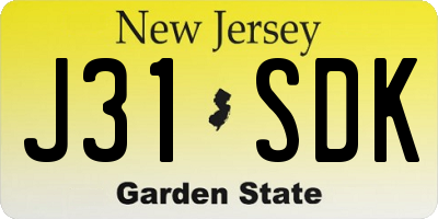 NJ license plate J31SDK
