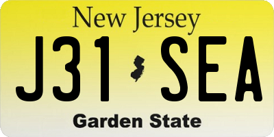 NJ license plate J31SEA